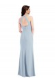 Buy Long Light Sky Blue Sleeveless A-Line Open Back Formal Evening Dress