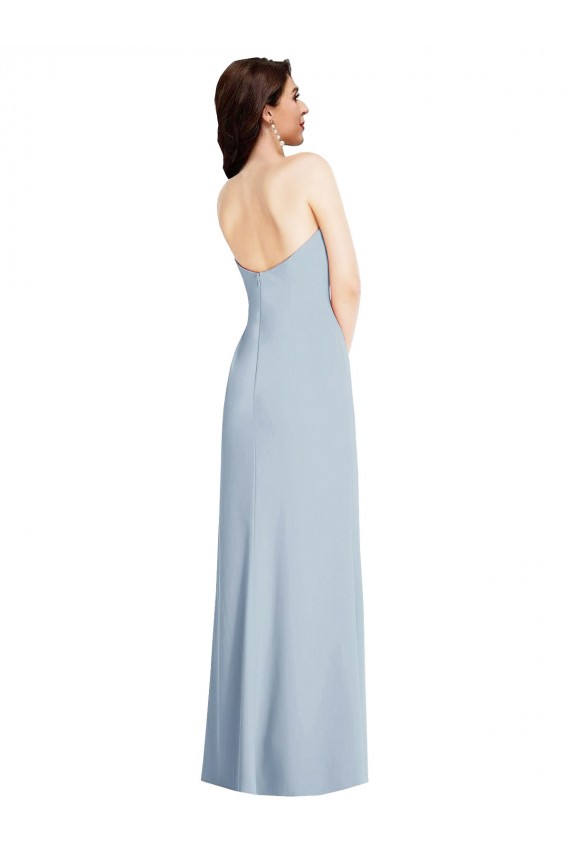 Buy Long Light Sky Blue Sleeveless A-Line Low Back Formal Evening Dress