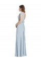Buy Long Light Sky Blue Cap Sleeves Trumpet Open Back Formal Dress