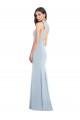 Buy Long Light Sky Blue Sleeveless Trumpet Open Back Semi Formal Evening Dress