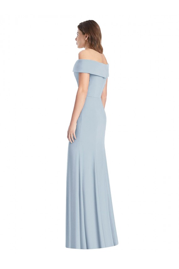 Buy Long Light Sky Blue Sleeveless Trumpet Stretch Crepe Formal Dress