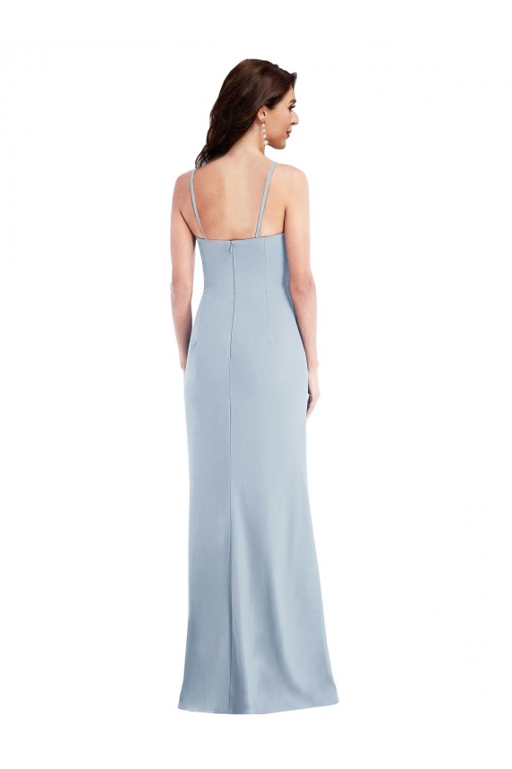 Buy Long Light Sky Blue Sleeveless Trumpet Front Slit Formal Evening Dress