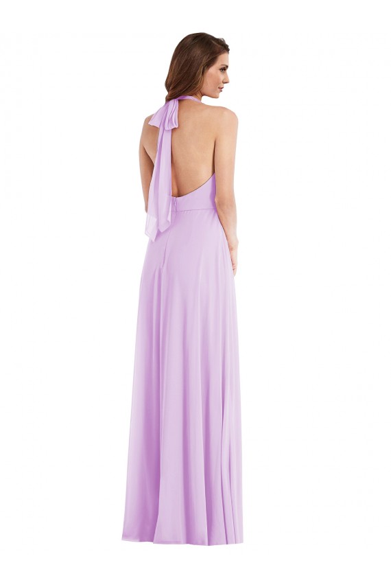 Buy Long Lilac Sleeveless A-Line Low Back Semi Formal Evening Dress