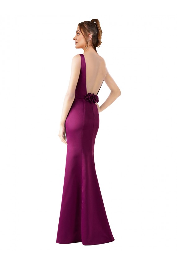 Buy Long Merlot Sleeveless Sheath Open Back Black Tie Evening Dress
