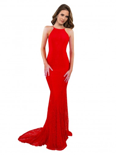 Buy Long Red Sleeveless Mermaid Open Back Evening Dresses