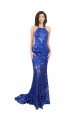 Buy Long Royal Blue Sleeveless Mermaid Open Back Semi Formal Evening Dress