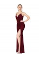 Buy Long Burgundy Sleeveless Mermaid V-Back Side Slit Formal Evening Dress