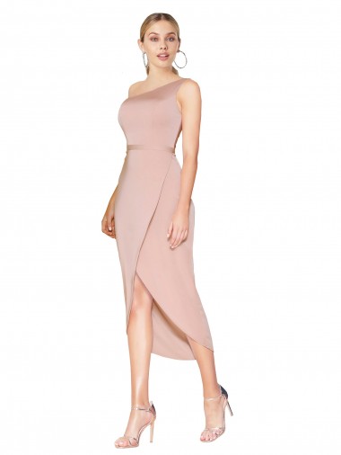 Buy Knee Length Mauve Sleeveless Mermaid Formal Dress