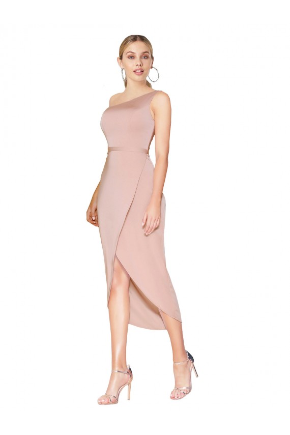 Buy Knee Length Mauve Sleeveless Mermaid Formal Dress