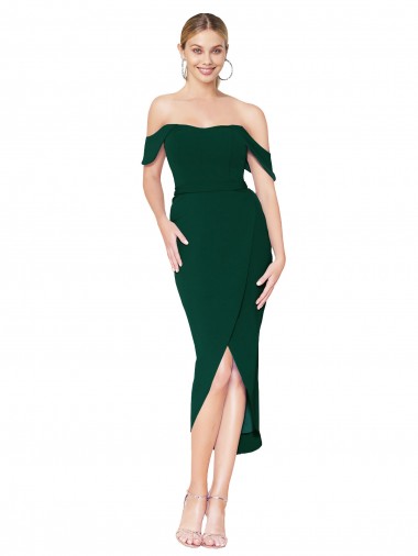 Buy Knee Length Midnight Green Sleeveless Mermaid High Low Evening Dress