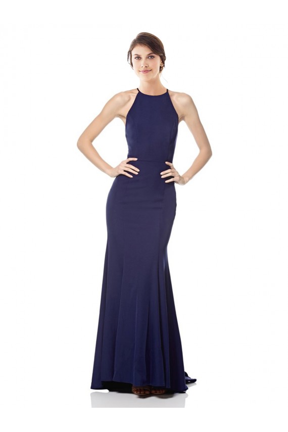 Buy Long Navy Blue Sleeveless Mermaid Evening Dress