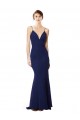 Buy Long Navy Blue Sleeveless Mermaid Open Back Formal Dress
