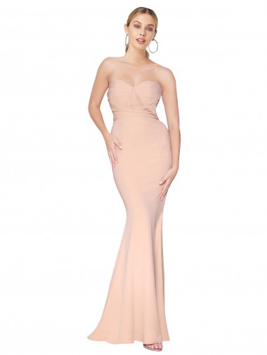 Buy Long Nude Sleeveless Mermaid Formal Dress