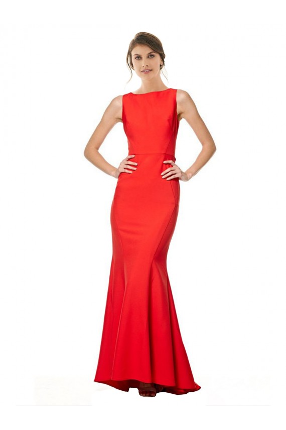 Buy Long Red Sleeveless Mermaid Open Back Evening Dress
