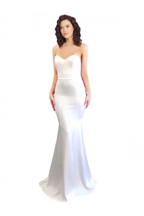 Buy Long White Sleeveless Mermaid Low Back Formal Evening Dress