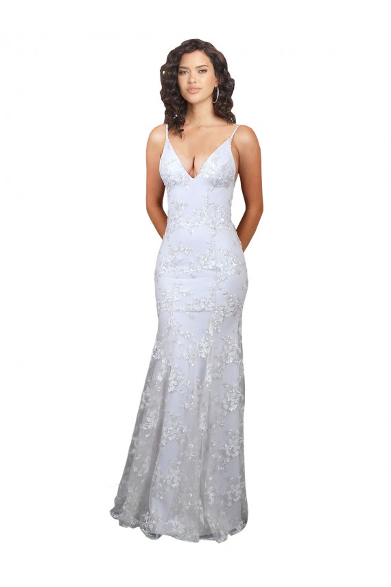 Buy Long White Sleeveless Mermaid Open Back Formal Evening Dress