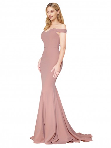 Buy Sweep Train Dusty Pink Sleeveless Mermaid Formal Evening Dress