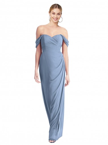 Buy Long Dusty Blue Sleeveless Mermaid Low Back Semi Formal Evening Dress