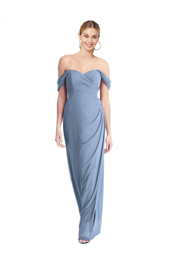 Buy Long Dusty Blue Sleeveless Mermaid Low Back Semi Formal Evening Dress