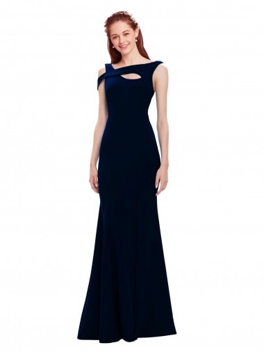 Buy Long Dark Navy Sleeveless Mermaid Side Slit Formal Evening Dress