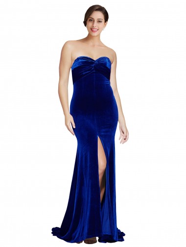 Buy Sweep Train Royal Blue Sleeveless Mermaid Low Back Formal Evening Dress