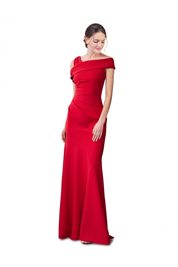 Buy Long Red Sleeveless Mermaid Stretch Crepe Formal Evening Dress