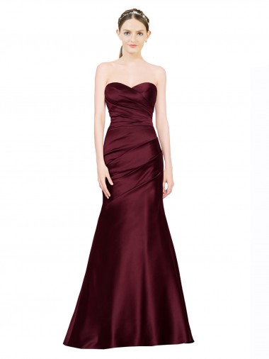 Buy Long Burgundy Sleeveless Mermaid Low Back Formal Evening Dress