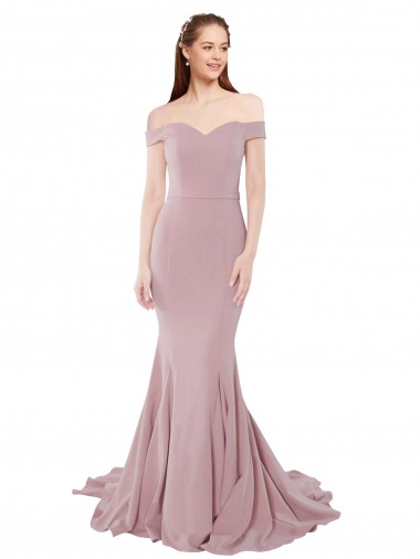 Buy Sweep Train Dusty Pink Sleeveless Mermaid Evening Dress