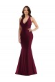 Buy Long Burgundy Sleeveless Mermaid Open Back Plus Size Formal Evening Dress