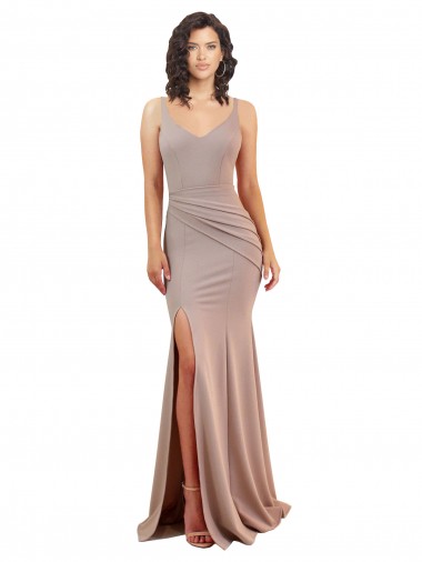 Buy Long Dusty Pink Sleeveless Mermaid Low Back Black Tie Evening Dress