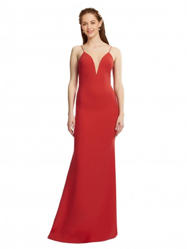 Buy Long Red Sleeveless Mermaid Open Back Formal Evening Gown