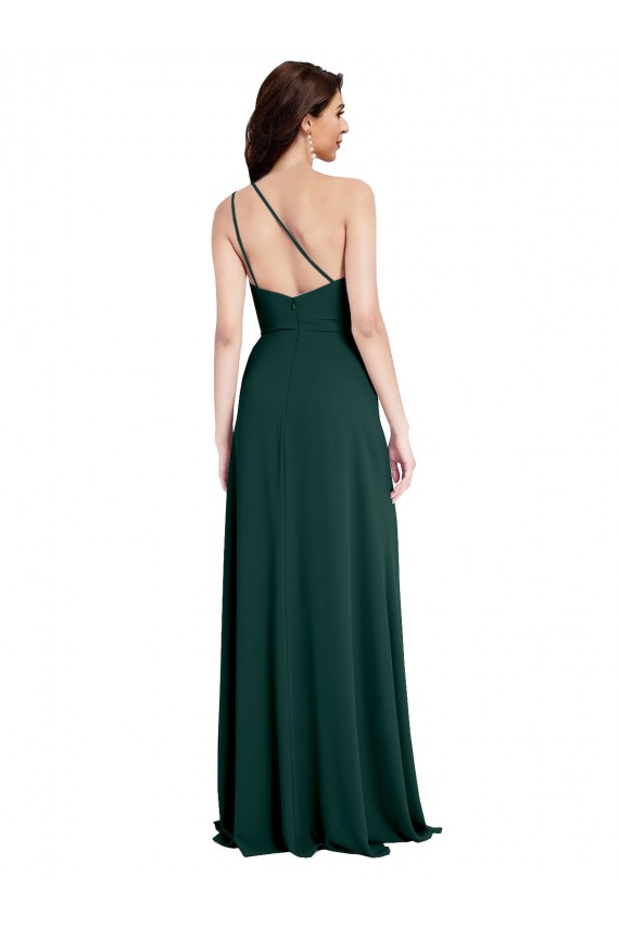 Buy Long Midnight Green Sleeveless A-Line Open Back Formal Evening Dress