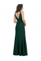 Buy Long Midnight Green Sleeveless A-Line V-Back Formal Dress