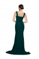 Buy Sweep Train Midnight Green Sleeveless Sheath Semi Formal Evening Dress