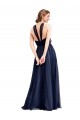 Buy Long Navy Blue Sleeveless A-Line Evening Dress