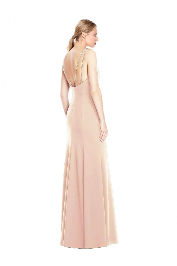 Buy Long Nude Sleeveless Trumpet Open Back Semi Formal Evening Dress