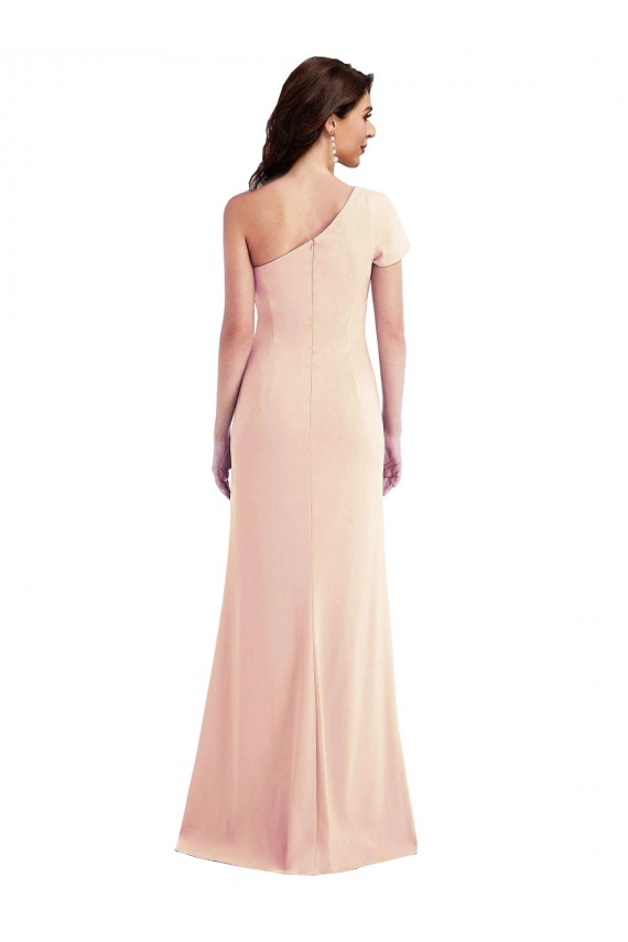 Buy Long Nude Cap Sleeves Trumpet Formal Evening Dress
