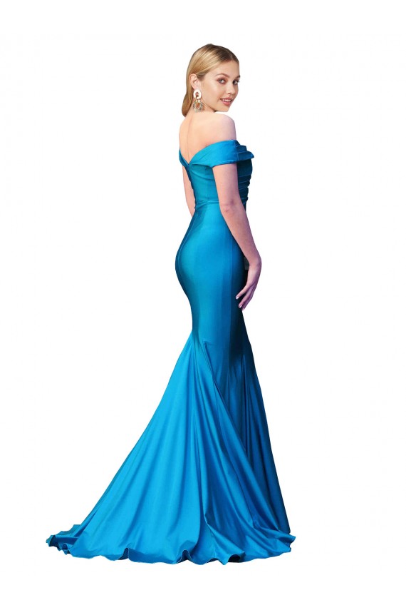 Buy Long Peacock Blue Sleeveless Mermaid Formal Evening Dress