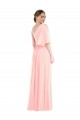 Buy Long Pink Bell Sleeves A-Line Semi Formal Evening Dress