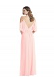 Buy Long Pink Cold Shoulder A-Line V-Back Semi Formal Evening Dress