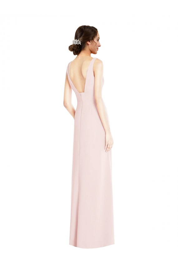 Buy Long Pink Sleeveless A-Line Low Back Black Tie Evening Dress