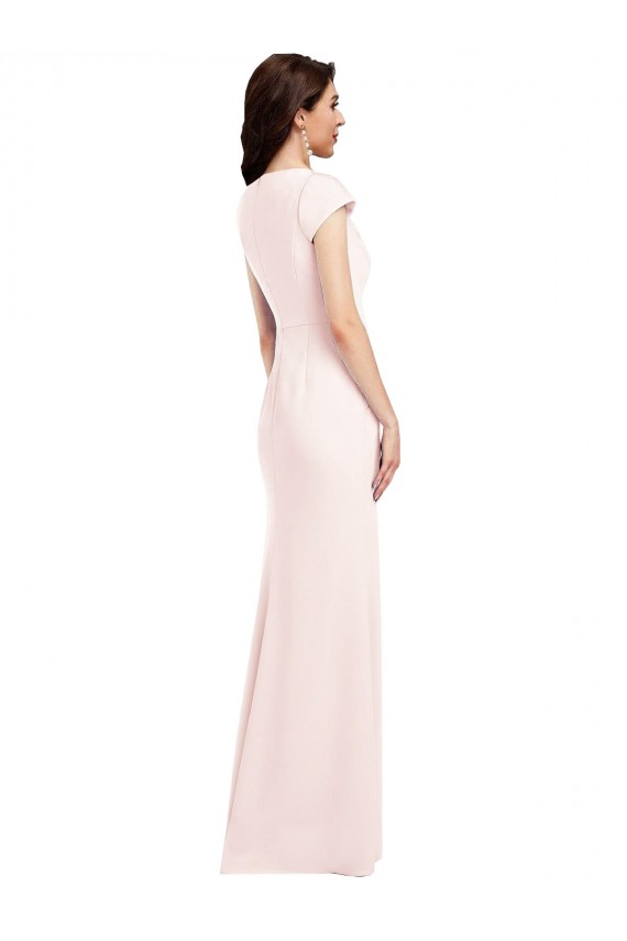 Buy Long Pink Cap Sleeves A-Line Formal Evening Dress