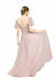 Buy Long Pink Flutter Sleeves A-Line Formal Dress