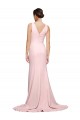 Buy Sweep Train Pink Sleeveless A-Line V-Back Semi Formal Evening Dress