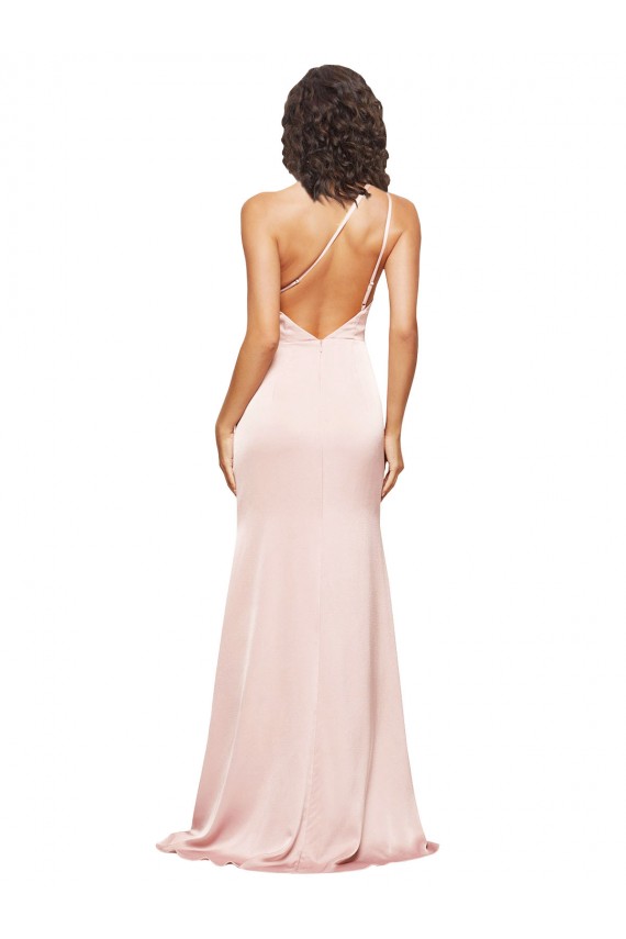Buy Long Pink Sleeveless Sheath Low Back High Slit Formal Evening Dress