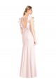 Buy Long Pink Cap Sleeves Trumpet Open Back Formal Dress