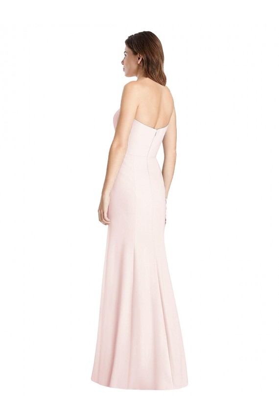 Buy Long Pink Sleeveless Trumpet Low Back Semi Formal Evening Dress