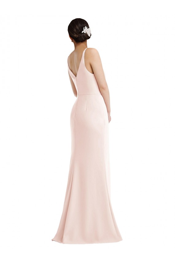 Buy Long Pink Sleeveless Trumpet V-Back Formal Evening Dress