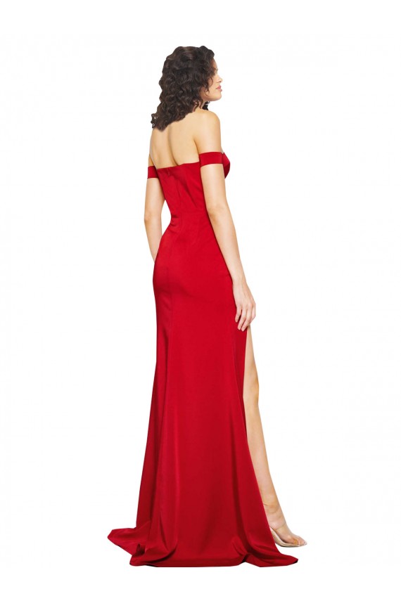 Buy Long Red Sleeveless A-Line Silky Satin Formal Evening Dress