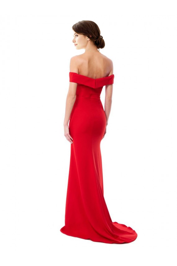 Buy Long Red Sleeveless A-Line High Slit Evening Dress